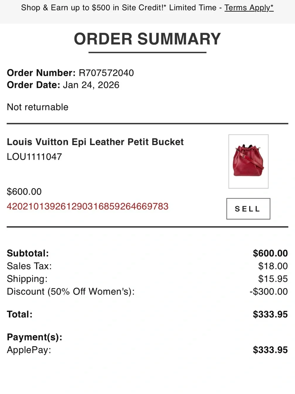 Louis Vuitton Epi Leather Petit Bucket Bag in Red
